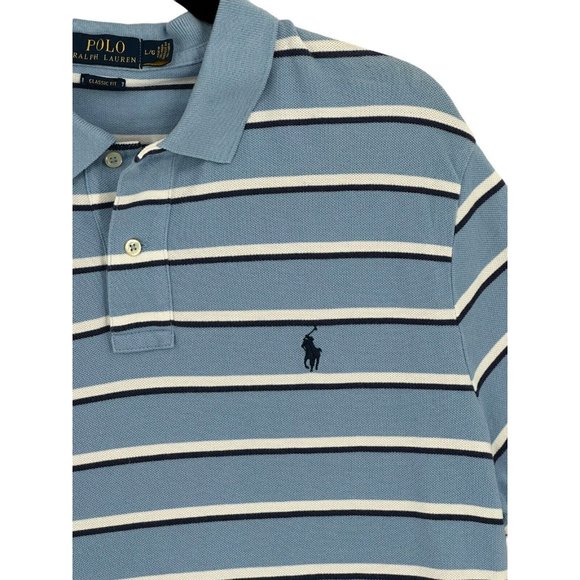 Men Polo Ralph Lauren Polo Shirt Striped - CLASSIC FIT - Large 100% Cotton‎ - Picture 3 of 7